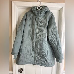 Women's Columbia Sage Green Heavenly Long Hooded Quilted Jacket, 3X